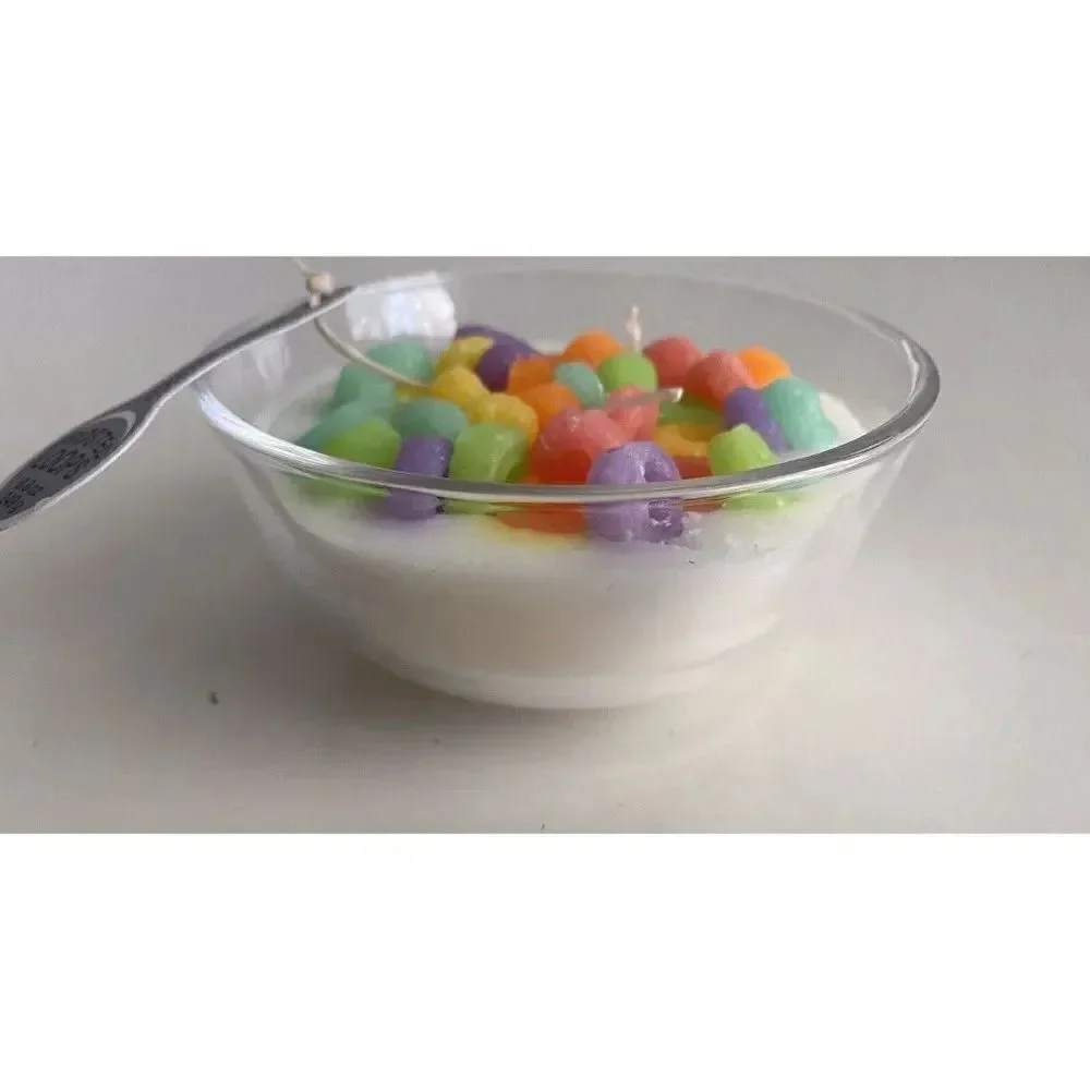 Fruit‎ Frosted Loops Scented Cereal Bowl Candle 3 Wick Genie HK Co. 8.8 Oz NEW